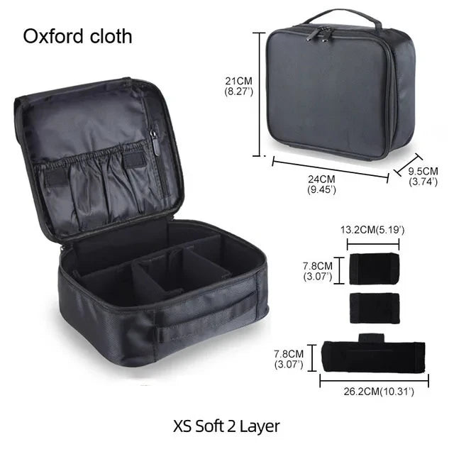 Large Capacity Professional Makeup Case – Travel Cosmetic & Nail Tool Organizer, Oxford Fabric Zipper