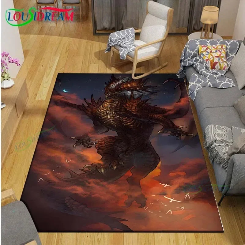 3D Mythical Beast Printed Area Rug Anti-Slip Polyester Carpet for Living Room, Kids Bedroom & Yoga Mat — Multiple Sizes (23.6×15.7–90.5×63 in / 60×40–230×160 cm)