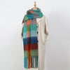 Women's Winter Thick Plaid Pashmina Scarf - Soft Polyester Shawl Wrap, 175+ cm (69+ in) Fuzzy Tassel