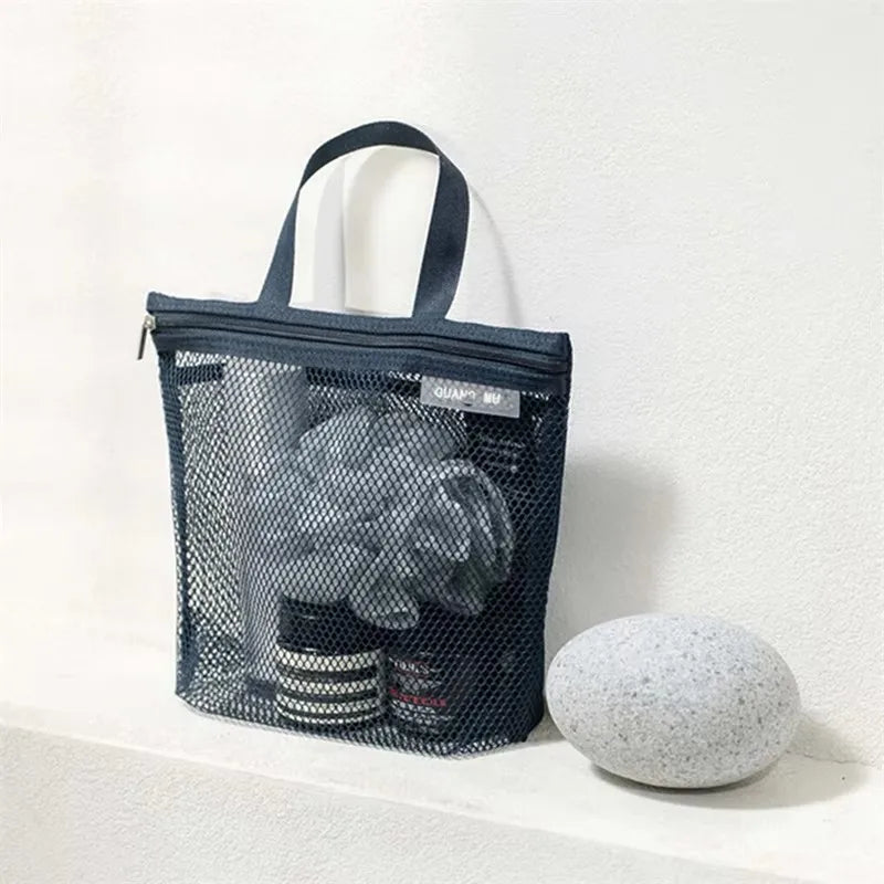 Hanging Mesh Toiletry Bag – Portable Travel Cosmetic Organizer Pouch for Makeup & Shower
