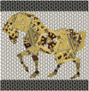 90 x 90 cm (35 in) Checkered Horse Print Twill Silk Square Scarf, Women's Luxury Bandana Shawl Hijab Neckerchief