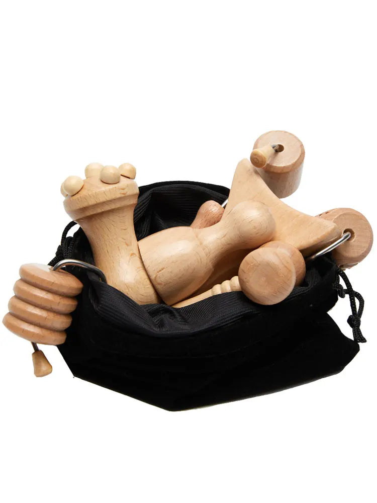 MERALL Maderoterapia Wood Therapy Massage Kit – Gua Sha, Wooden Cupping & Roller for Facial Lifting, Body Contouring & Lymphatic Drainage