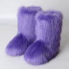 Women's Mid-Calf Faux Fox Fur Snow Boots – Plush-Lined Warm Winter Boots, Up to EU 46