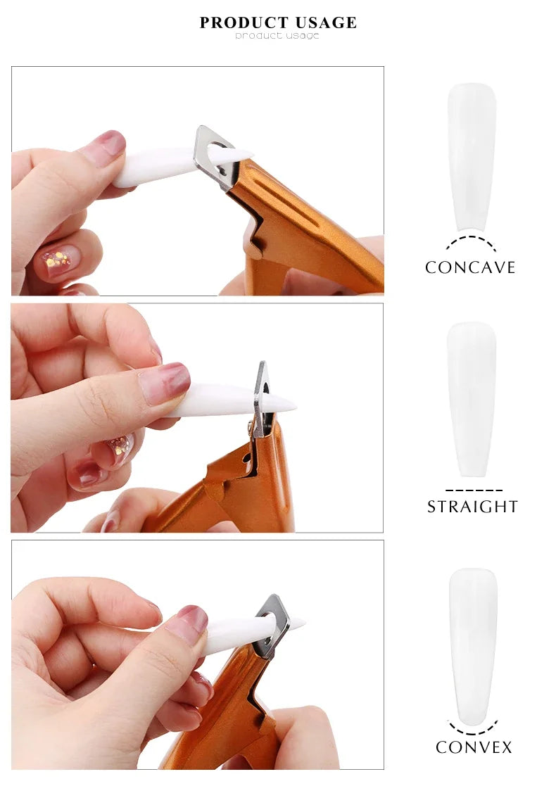 Stainless Steel False Nail Clippers & Nippers – Pointed U-Type Acrylic Edge Trimmer for Press-On Nails
