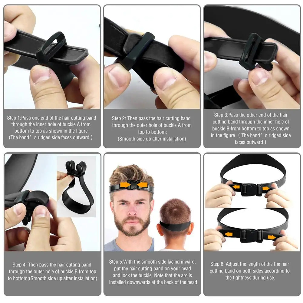 Adjustable Hairline & Neckline Trimming Guide Set – DIY Haircut Template with Silicone Headband & Clipper Comb