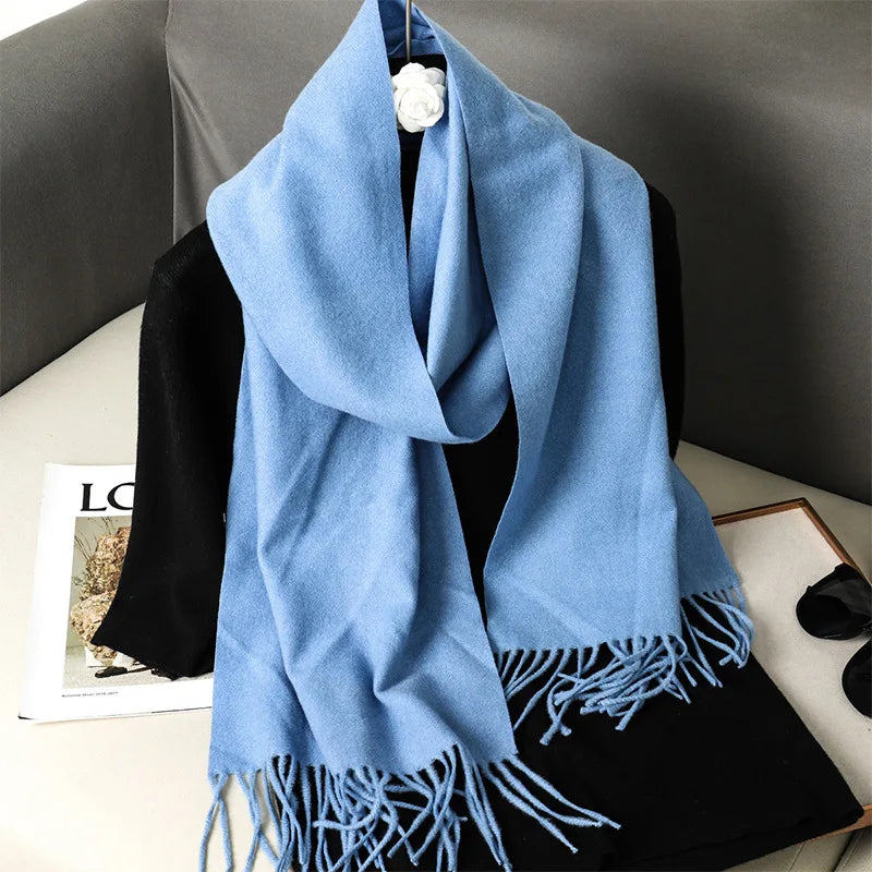 Women's Winter Scarf, Thick Cashmere-Look Pashmina Shawl with Tassels, Windproof Wrap, 175+ cm (69+ in) — 62 Colors