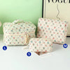 Quilted Cotton Makeup Bag – Zipper Cosmetic Organizer Box-Shaped Toiletry Case for Women & Girls