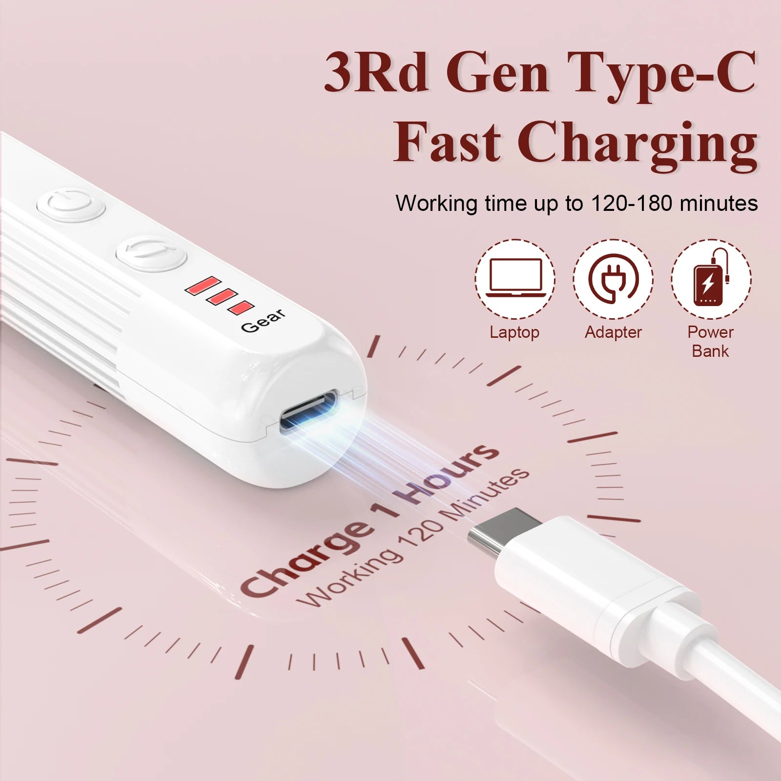 Professional Electric Nail Drill Kit - 20,000 RPM High-Speed Nail File with 12 Grinding Bits & 100 Sanding Bands for Acrylic and Gel Nails