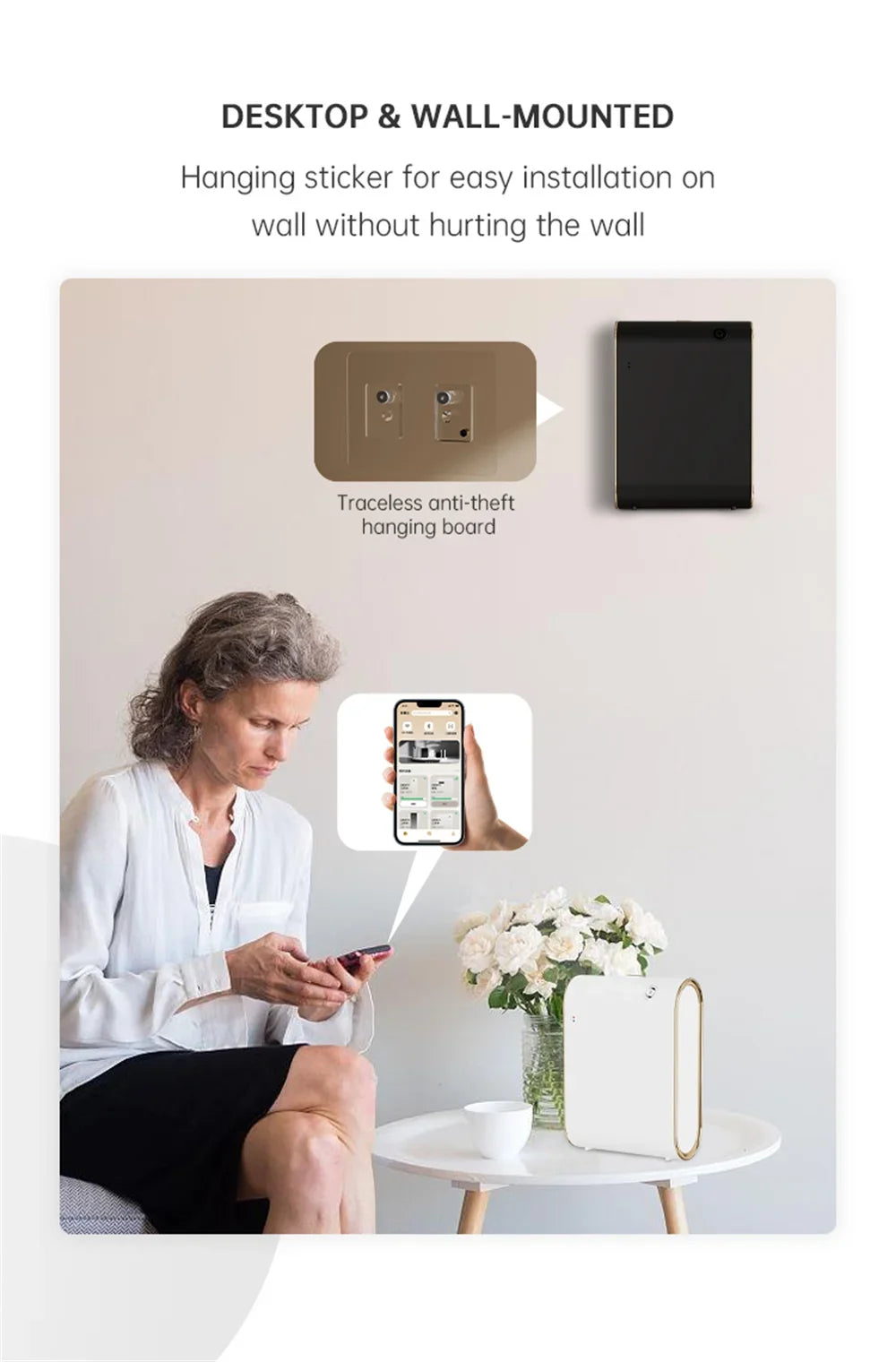 Smart Wall-Mounted Aroma Diffuser 350ml (11.8 fl oz) — WiFi & Bluetooth App Control, Low-Noise Scent Machine for Home & Hotel