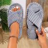 Women's Winter Plush Corduroy Slip-On Thick-Soled Indoor/Outdoor Cotton Slippers