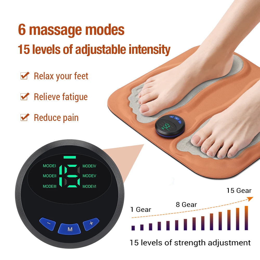 3D Smart Foot Massage Pad – Rechargeable Portable Feet Massager, 6 Modes & 15 Intensity Levels to Improve Circulation & Relax Muscles