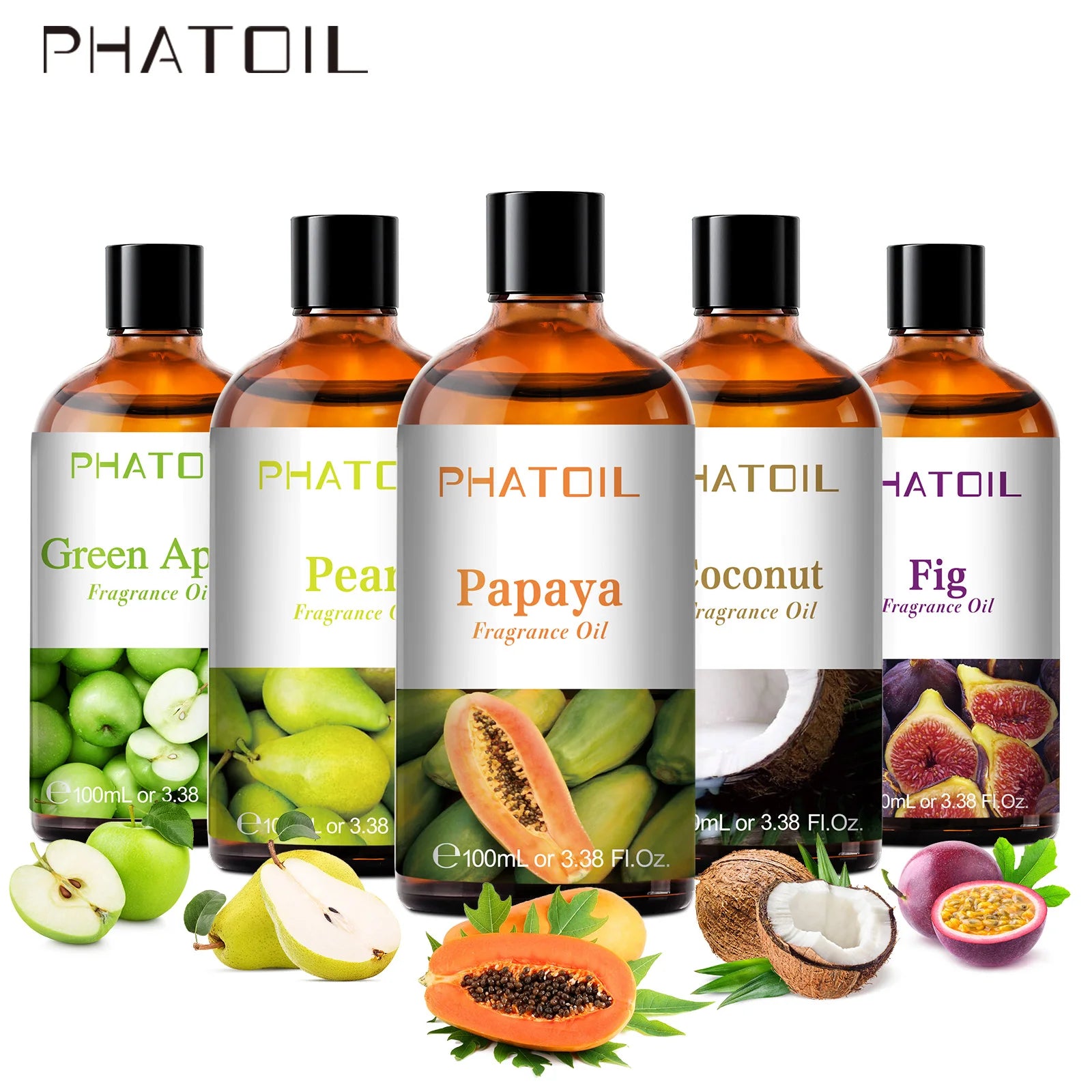 PHATOIL 100ml (3.4 fl oz) Fragrance Oil — Coconut, Peach, Blueberry, Mango, Apple, Banana, Grape, Lemon for Diffusers, Soap & Candle Making