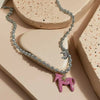 Enamel Horse Pendant Necklace - Silver-Plated Zinc Alloy Chain Choker (White, Black, Green, Blue, Pink)