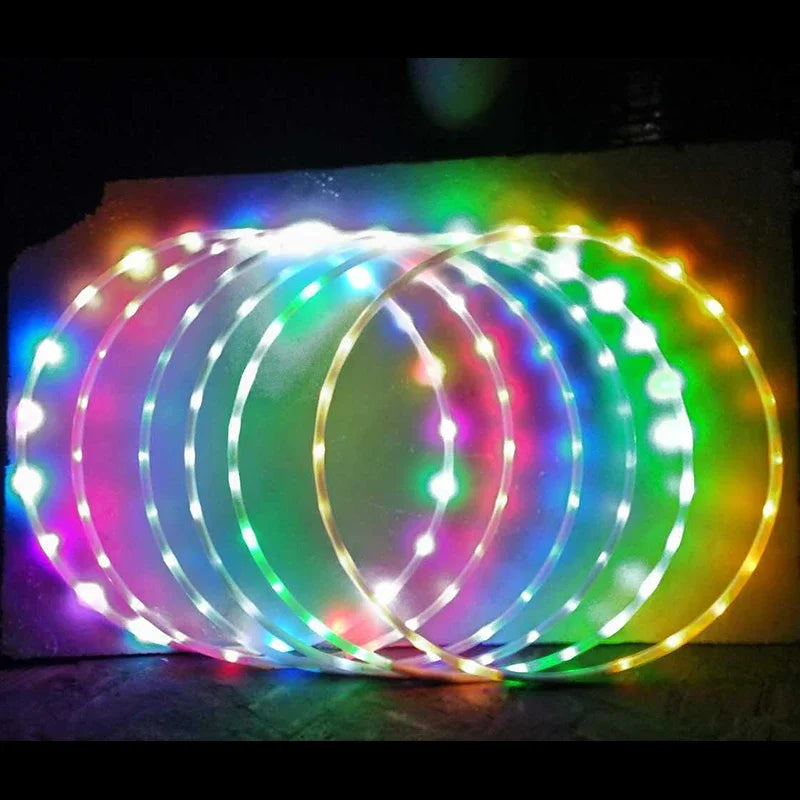 LED Hula Hoop 60/70/80/90cm (24/28/31/35 in) Colorful Luminous Fitness Hoop for Women & Kids, Weighted Exercise & Home Workout
