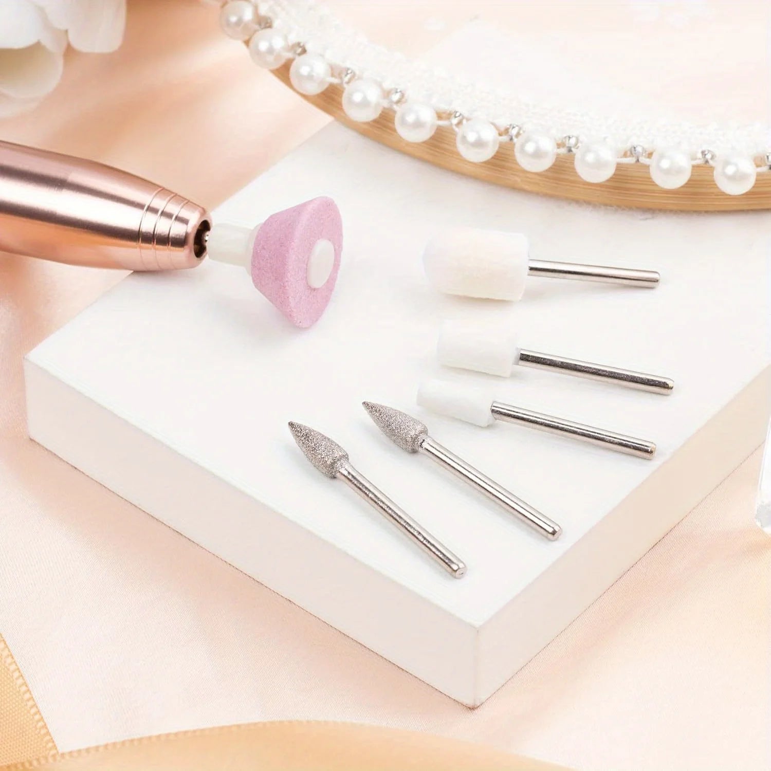 YIKOOLIN 6-in-1 USB Electric Nail Drill Kit — Portable Pen-Style Manicure Polisher with Nail Art Bits