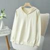 Plus Size Hooded Knit Pullover Sweater – Embossed Crochet Loose Fit for Spring & Autumn