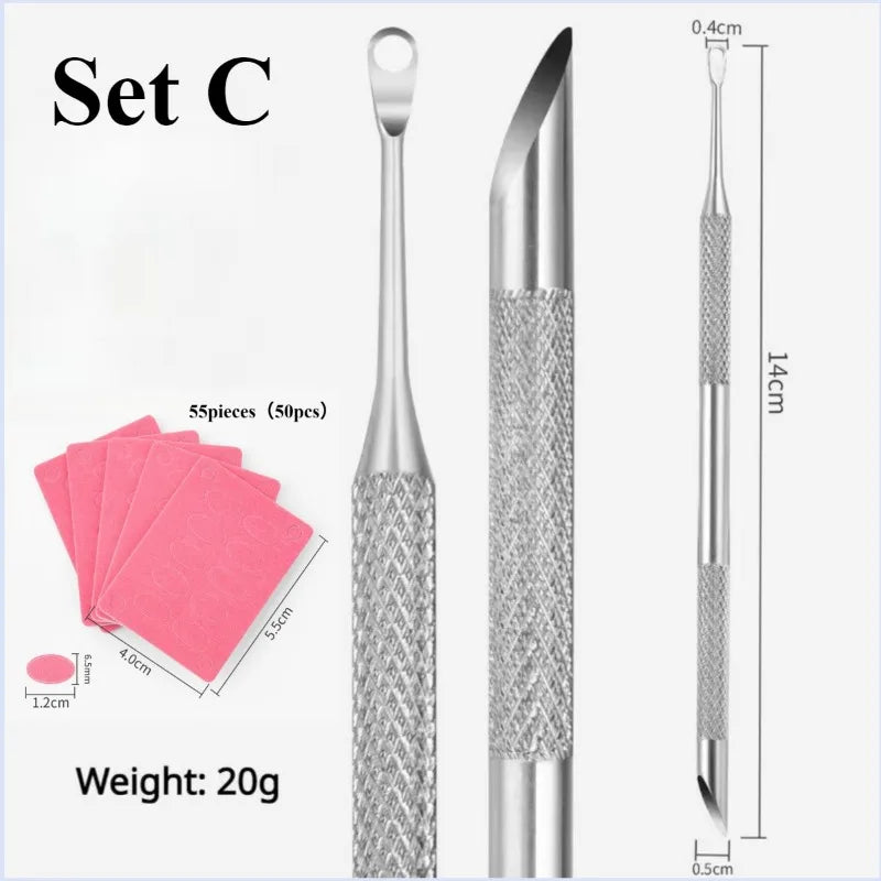 Double-Ended Stainless Steel Cuticle Pusher & Nail Remover – Beveled Circle Head Manicure Tool