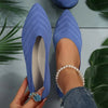 Pointed Toe Knitted Slip-On Flats for Women — Casual Office Ballet Loafers