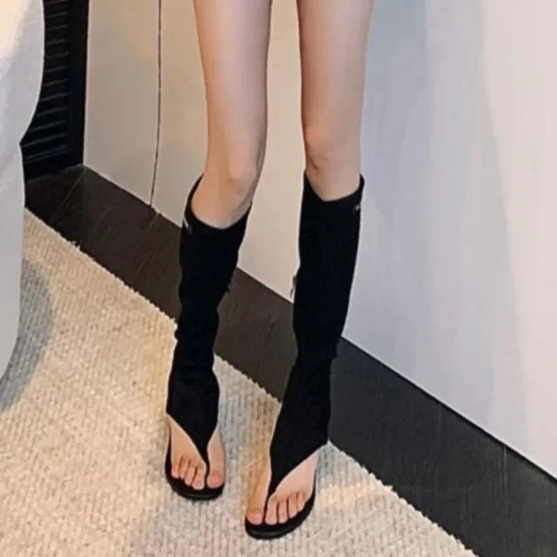 Women's Suede High-Heel Sandals with Side Zipper - Thin Heel 5-8 cm (2-3.1 in) Anti-Slip Gladiator Ankle Sandals