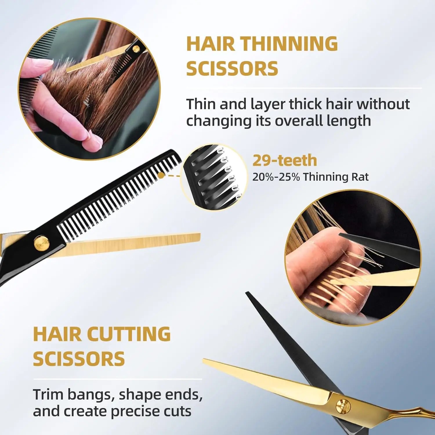 12-Piece Professional Hair Scissor Set – 6.75 in (17 cm) 4Cr13 Stainless Steel Barber Cutting & Thinning Shears