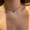 Vintage Zircon Heart Pendant Necklace for Women Boho Geometric Baroque Crystal Chain