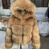 Light Brown Faux Fur Coat — Women's Short Raccoon-Style Winter Jacket with Quilted Lining