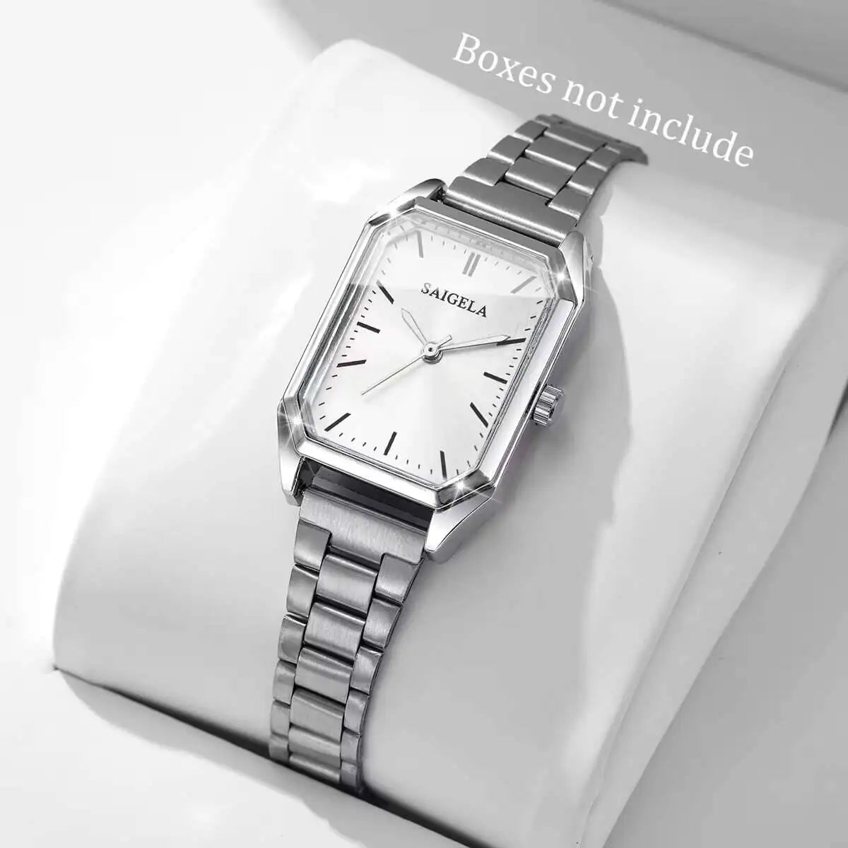 Women's Rectangular Analog Quartz Wristwatch – Minimal Stainless Steel Bracelet, Fashion Gift – No Box