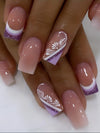 24-Pack Glossy Pink Medium Square Press-On Nails Full-Cover False Nails for Women