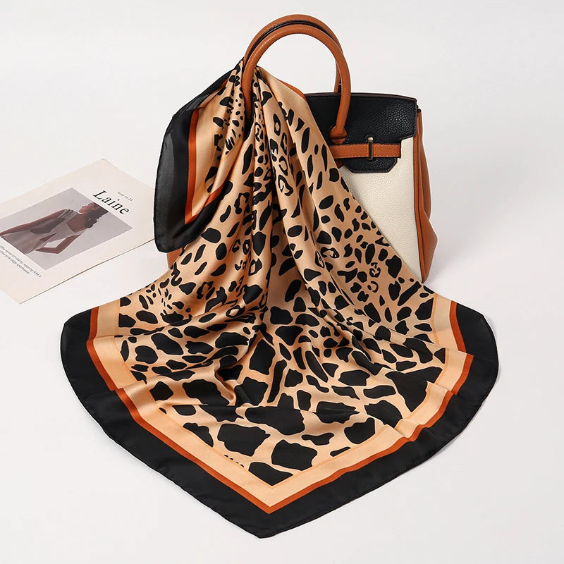 Luxury Satin Square Scarf 70 x 70 cm (27.6 x 27.6 in) – Silk-Feel Polyester Shawl Hijab Neckerchief Hair Ribbon Headband Bandana