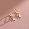 Gold Crystal Four-Leaf Flower Bracelet for Women Stainless Steel Zircon Charm Bangle