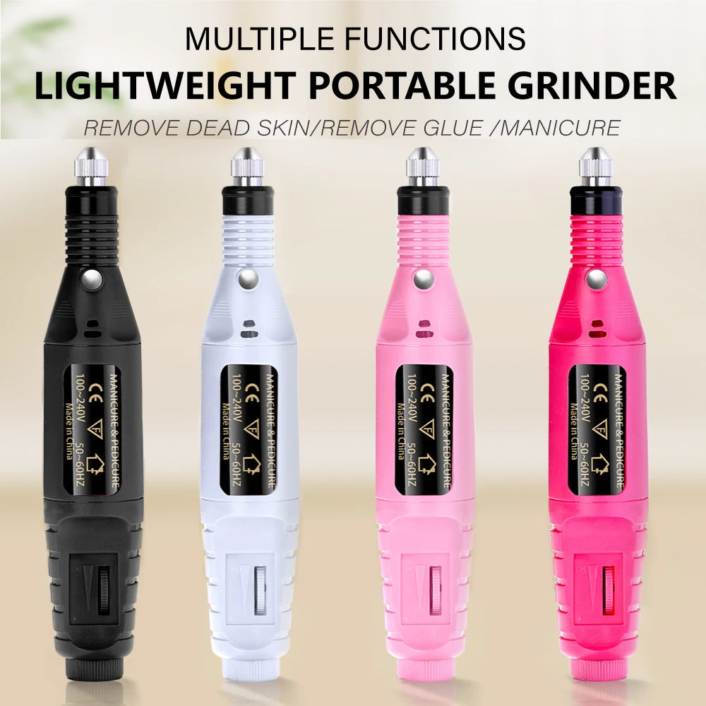 Electric Nail Drill Kit - Portable Professional Manicure & Pedicure Nail Sander, 20,000 RPM, 6 Bits & 6 Sand Bands