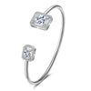 Geometric Gold-Color Cuff Bangle with Cubic Zirconia, Women's Fashion Bracelet for Party & Everyday