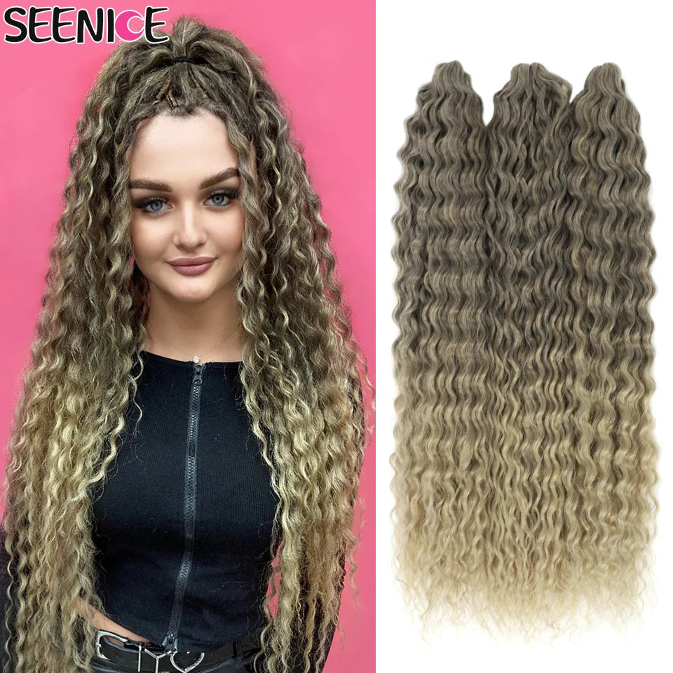 Ariel Water Wave Twist Crochet Braids – Ombre Synthetic Deep Wave Hair Extensions, 22 Inch (55 cm)