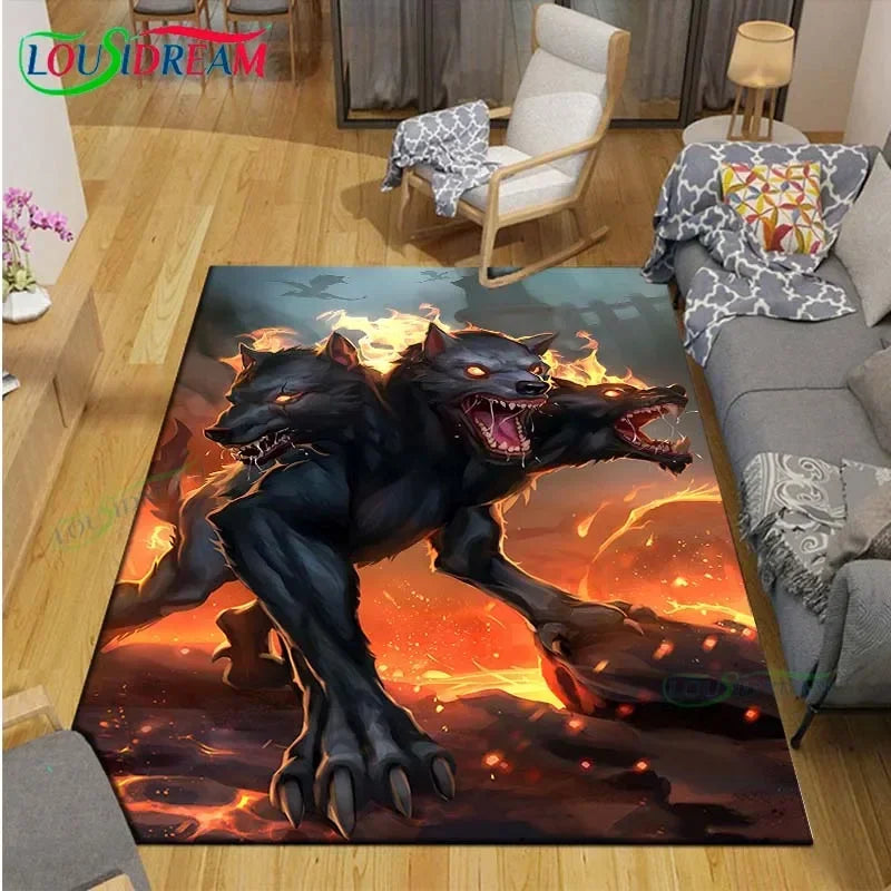 3D Mythical Beast Printed Area Rug Anti-Slip Polyester Carpet for Living Room, Kids Bedroom & Yoga Mat — Multiple Sizes (23.6×15.7–90.5×63 in / 60×40–230×160 cm)
