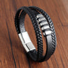 Braided Leather Rope Bracelet with Stainless Steel Magnetic Clasp, Unisex Charm Bangle — 21 cm (8.3 in)