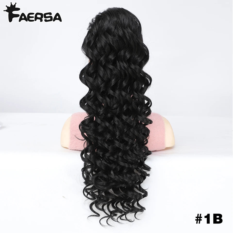 24-Inch (60 cm) Synthetic Drawstring Clip-In Ponytail Extension – Long Afro Curly Fluffy Hair for Women