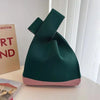 Handmade Knitted Knot Wrist Bag - Striped Mini Tote for Women, Large-Capacity Phone Bucket, Autumn Winter Casual