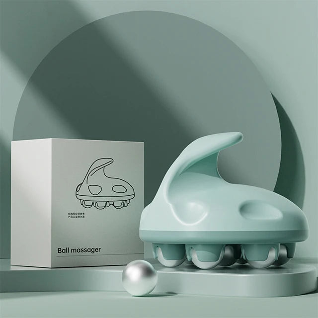 360° Metal Ball Handheld Massager – Deep Tissue Body Roller for Neck, Back, Abdomen & Thigh Pain Relief