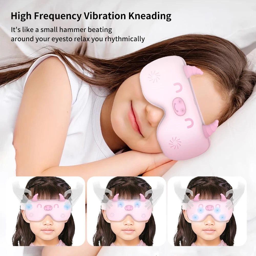 Mini Heated Eye Massager — Smart Rechargeable Eye Mask with Hot Compress, Pneumatic & Vibration Massage, Bluetooth Music for Relaxation & Eye Care