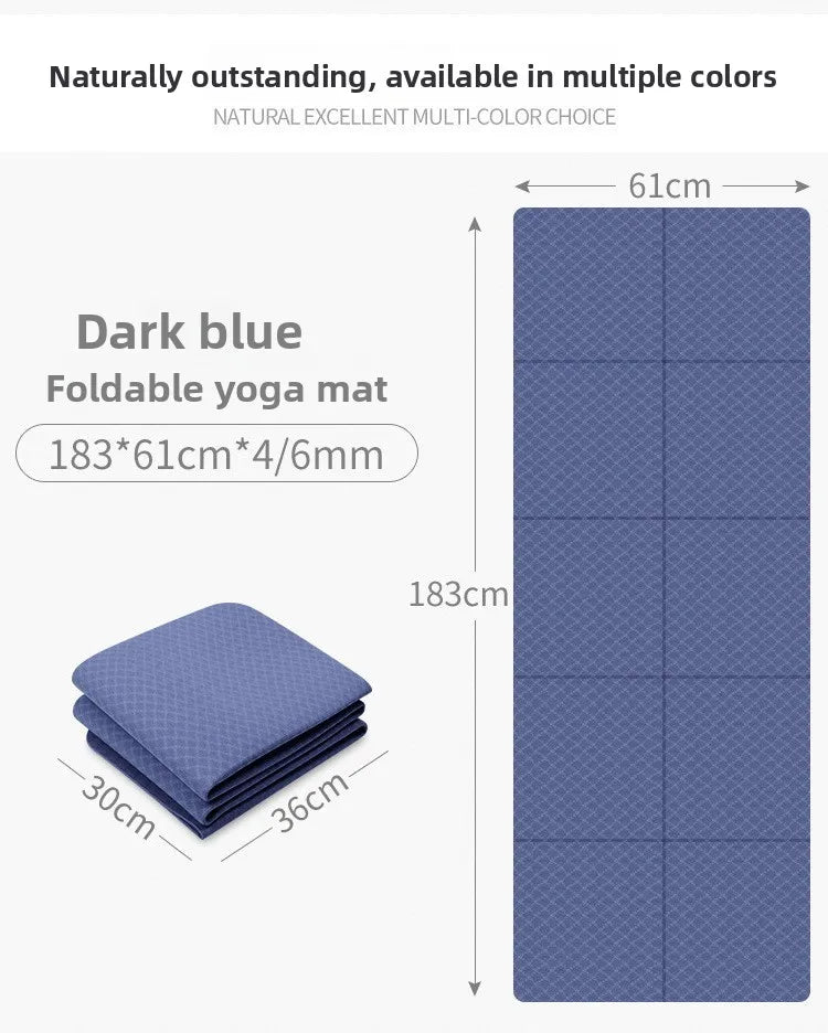 Foldable Yoga Mat Eco Friendly Tpe Folding Travel Fitness Exercise Double Sided Non-Slip For Pilates & Floor Workouts