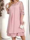 Plus Size Embroidered Patchwork A-Line Summer Dress — Mid-Calf Curvy Wedding & Party Dress