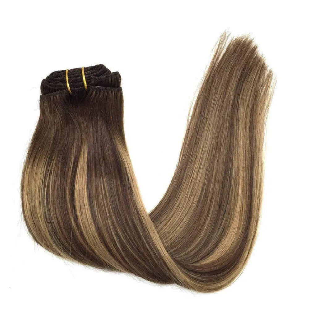 Seamless Clip-In Human Hair Extensions 8-Piece 120g Brazilian Remy Straight 16-26 in (41-66 cm)