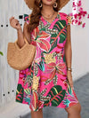 Plus Size Floral V-Neck Summer Dress with Butterfly Sleeves — Casual Vacation Dress for Women