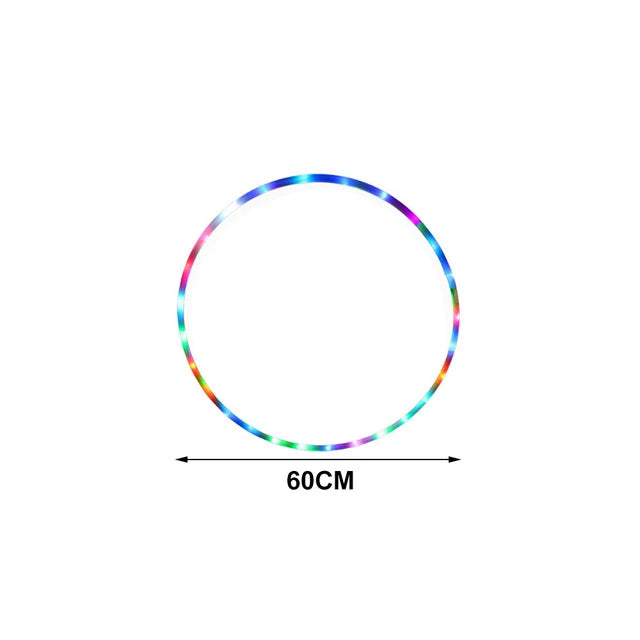 LED Glow Hula Hoop (60/70/80/90 cm | 24/28/31/35 in) — Multicolor Light-Up Fitness Hoop for Adults & Kids, Portable Collapsible Core Workout