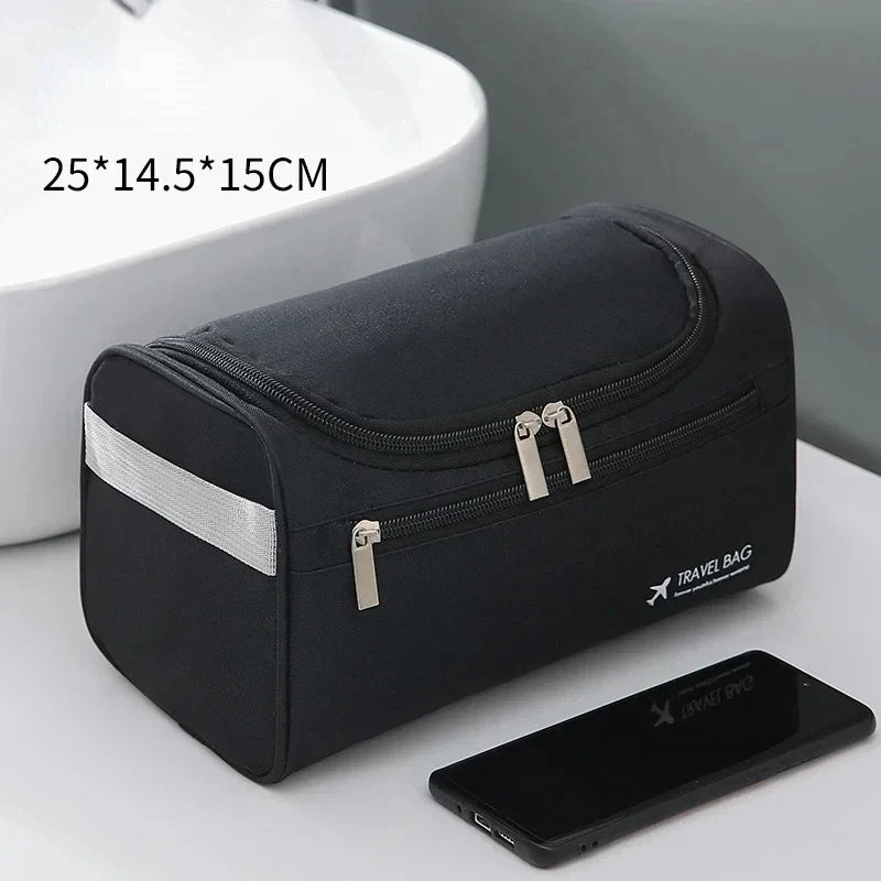 Leather Hanging Toiletry Bag for Men & Women – Large Dopp Kit Travel Cosmetic Organizer, 9.8 x 5.7 x 5.9 in (25 x 14.5 x 15 cm)