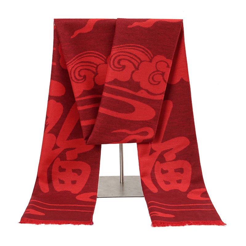 Red Cashmere Tassel Scarf Shawl Soft Winter Pashmina Wrap for Women