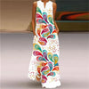 Women's V-Neck Maxi Dress with Pockets — Vintage Floral Print Sleeveless Flowy Beach Sundress