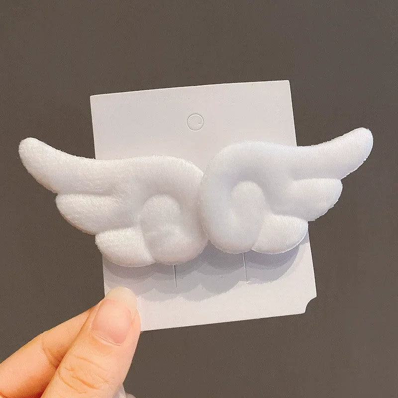 Plush Angel Wing Hairpin for Girls - Cute Soft Hair Clip Barrettes Headwear