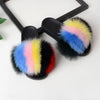 Real Fox Fur Slides for Women Luxury Furry Flat Slide Sandals