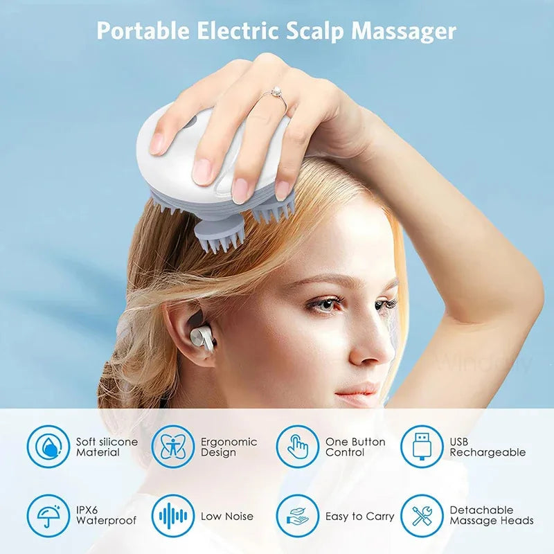 Rechargeable Electric Scalp & Body Massager – Deep-Kneading Head, Neck, Shoulder & Pet Massager (USB, IPX6 Waterproof)